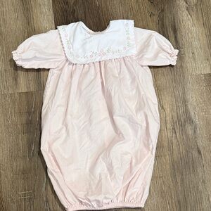 Auraluz Pink Day Gown with Embroidered Collar